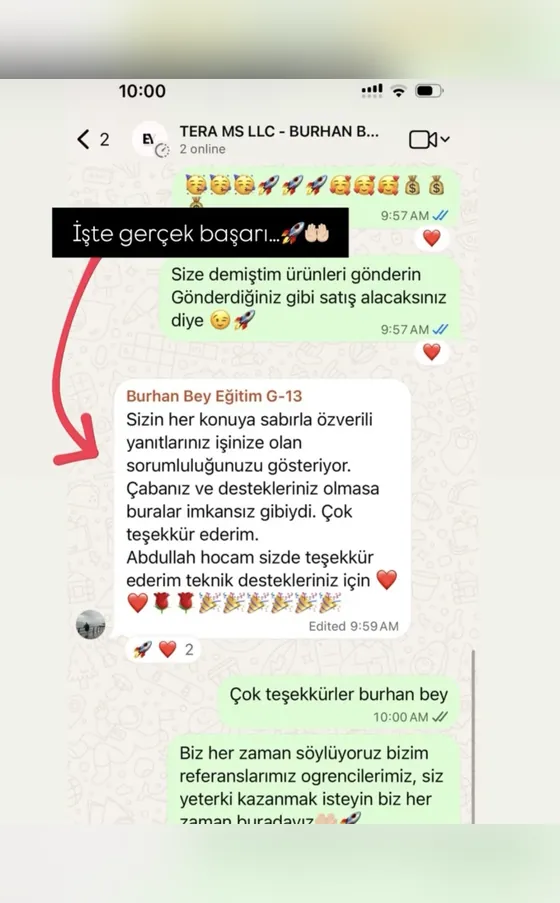 Öğrenci kanıtı: Burhan Bey · G-13 dönemi