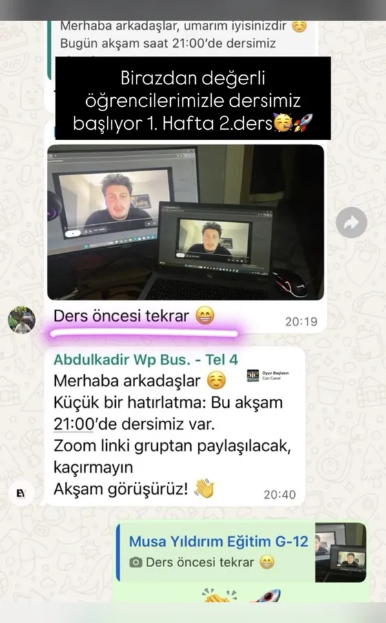 Öğrenci kanıtı: Canlı ders duyurusu